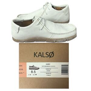 KALSO Off White Womans Darby Nubtuk Lace Moccasin Loafer Sz 8.5 NWB